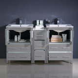 Fresca Torino 60" Gray Modern Double Sink Bathroom Cabinets w/ Integrated Sinks