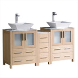 Fresca Torino 60" Light Oak Modern Double Sink Bathroom Cabinets w/ Tops