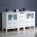 Fresca Torino 60" Modern Double Sink Bathroom Cabinets w/ Integrated Sinks