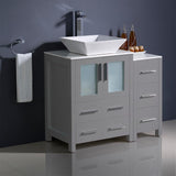 Fresca Torino 36" Gray Modern Bathroom Cabinets w/ Top & Vessel Sink