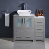 Fresca Torino 36" Gray Modern Bathroom Cabinets w/ Top & Vessel Sink