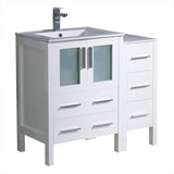 Fresca Torino 36" White Modern Bathroom Cabinets w/ Integrated Sink
