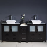 Fresca Torino 72" Modern Double Sink Bathroom Cabinets w/ Tops & Vessel Sinks