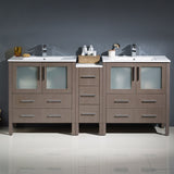 Fresca Torino 72" Modern Double Sink Bathroom Cabinets w/ Integrated Sinks
