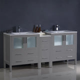 Fresca Torino 72" Gray Double Sink Bathroom Cabinets w/ Integrated Sinks