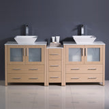 Fresca Torino 72" Modern Double Sink Bathroom Cabinets w/ Tops & Vessel Sinks