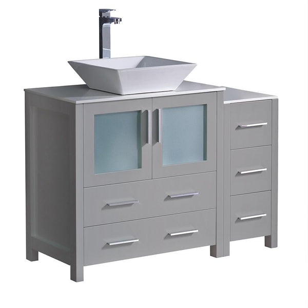 Fresca Torino 42" Gray Modern Bathroom Cabinets w/ Top & Vessel Sink