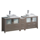 Fresca Torino 84" Gray Oak Modern Double Sink Bathroom Cabinets w/ Tops