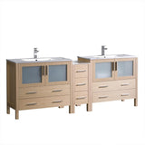 Fresca Torino 84" Light Oak Modern Double Sink Bathroom Cabinets w/ Tops