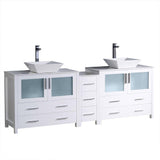 Fresca Torino 84" White Modern Double Sink Bathroom Cabinets w/ Tops