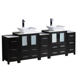 Fresca Torino 84" Modern Double Sink Bathroom Cabinets w/ Tops & Vessel Sinks