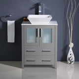 Fresca Torino 24" Gray Modern Bathroom Cabinet w/ Top & Vessel Sink