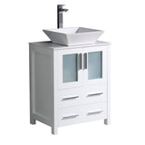 Fresca Torino 24" White Modern Bathroom Cabinet w/ Top & Vessel Sink