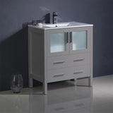 Fresca Torino 30" Gray Modern Bathroom Cabinet w/ Integrated Sink
