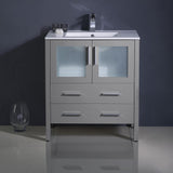 Fresca Torino 30" Gray Modern Bathroom Cabinet w/ Integrated Sink