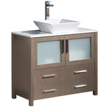 Fresca Torino 36" Gray Oak Modern Bathroom Cabinet w/ Top & Vessel Sink