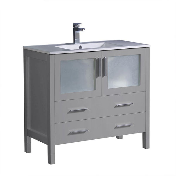 Fresca Torino 36" Gray Modern Bathroom Cabinet w/ Integrated Sink