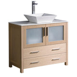 Fresca Torino 36" Light Oak Modern Bathroom Cabinet w/ Top & Vessel Sink