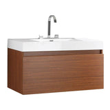 Fresca Mezzo 39" Teak Modern Bathroom Cabinet w/ Integrated Sink