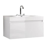 Fresca Mezzo 39" White Modern Bathroom Cabinet w/ Integrated Sink