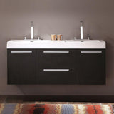 Fresca Opulento 54" Black Modern Double Sink Bathroom Cabinet