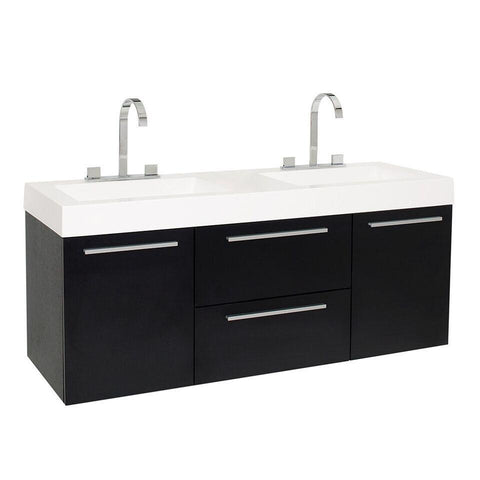 Fresca Opulento Black Modern Double Sink Bathroom Cabinet w/ Integrated Sinks