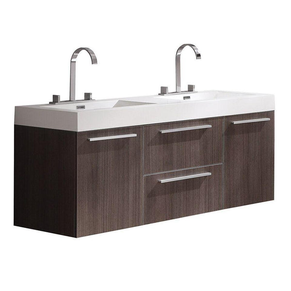 Fresca Opulento 54" Gray Oak Modern Double Sink Bathroom Cabinet