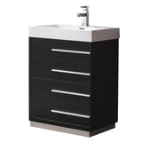 Fresca Livello 24" Black Modern Bathroom Cabinet w/ Integrated Sink
