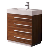 Fresca Livello 30" Teak Modern Bathroom Cabinet w/ Integrated Sink