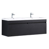 Fresca Largo 57" Black Modern Bathroom Cabinet w/ Integrated Sinks