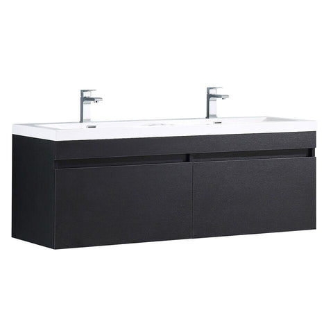 Fresca Largo Black Modern Bathroom Cabinet w/ Integrated Sinks