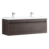 Fresca Largo 57" Gray Oak Modern Double Sink Bathroom Cabinet