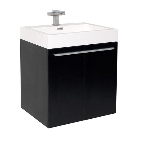 Fresca Alto Black Modern Bathroom Cabinet w/ Integrated Sink