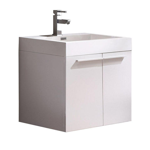 Fresca Alto White Modern Bathroom Cabinet w/ Integrated Sink