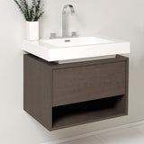 Fresca Potenza 28" Gray Oak Modern Bathroom Cabinet w/ Vessel Sink
