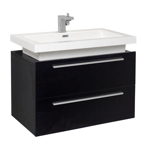Fresca Medio Black Modern Bathroom Cabinet w/ Vessel Sink