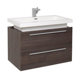 Fresca Medio 32" Gray Oak Modern Bathroom Cabinet w/ Vessel Sink