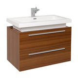 Fresca Medio 32" Teak Modern Bathroom Cabinet w/ Vessel Sink