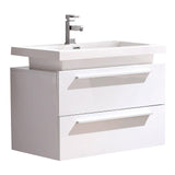 Fresca Medio White Modern Bathroom Cabinet w/ Vessel Sink