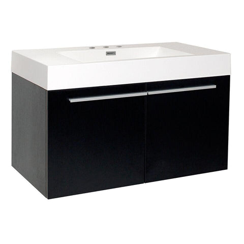 Fresca Vista Black Modern Bathroom Cabinet w/ Integrated Sink