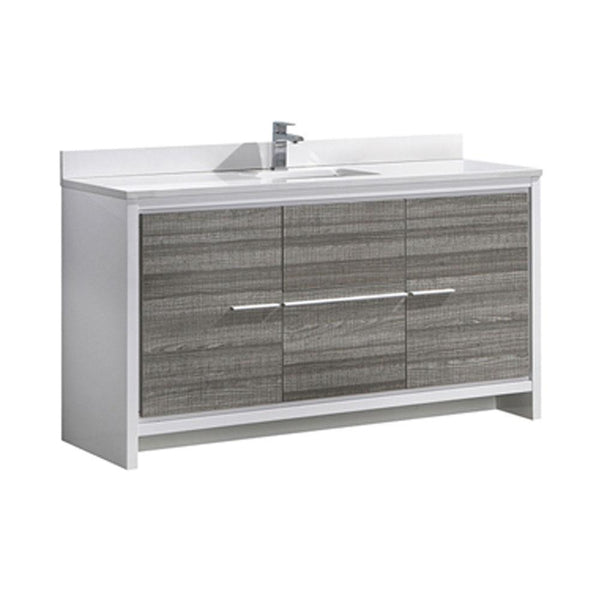 Fresca Allier Rio 60" Ash Gray Single Sink Modern Bathroom Vanity w/ Top & Sink
