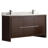 Fresca Allier 60" Modern Double Sink Bathroom Cabinet w/ Top & Sinks