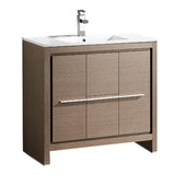 Fresca Allier 36" Gray Oak Modern Bathroom Cabinet w/ Sink