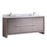 Fresca Allier 72" Gray Oak Modern Double Sink Bathroom Cabinet w/ Top & Sinks
