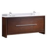 Fresca Allier 72" Wenge Brown Modern Double Sink Bathroom Cabinet w/ Top & Sinks