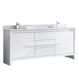 Fresca Allier 72" White Modern Double Sink Bathroom Cabinet w/ Tops