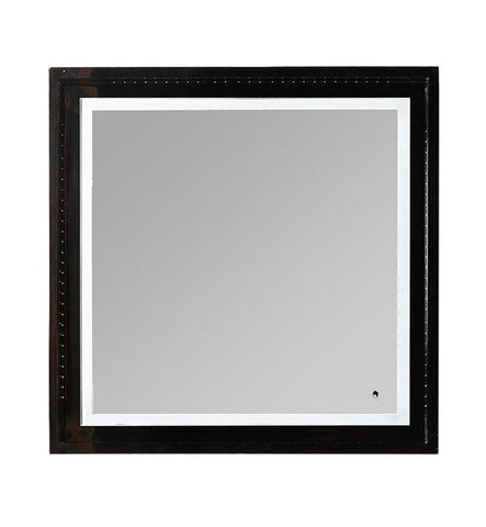 Fresca Platinum Wave 24" Glossy Black Bathroom Mirror w/ LED Lighting