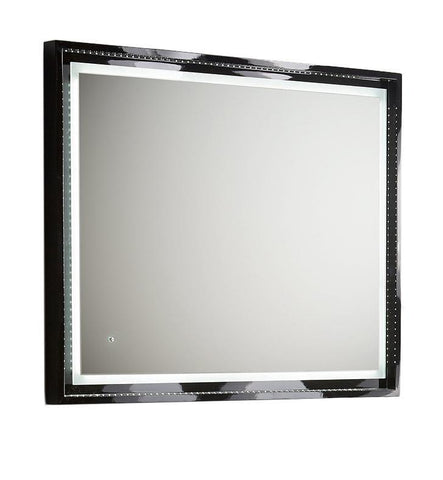 Fresca Platinum Wave 40" Glossy Black Bathroom Mirror w/ LED Lighting