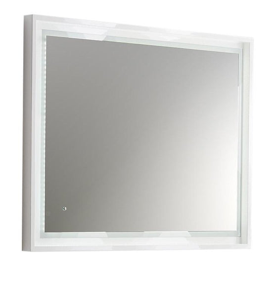 Fresca Platinum Wave 40" Glossy White Bathroom Mirror w/ LED Lighting