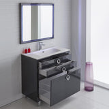 Fresca Platinum Due 36" Glossy Cobalt Bathroom Vanity